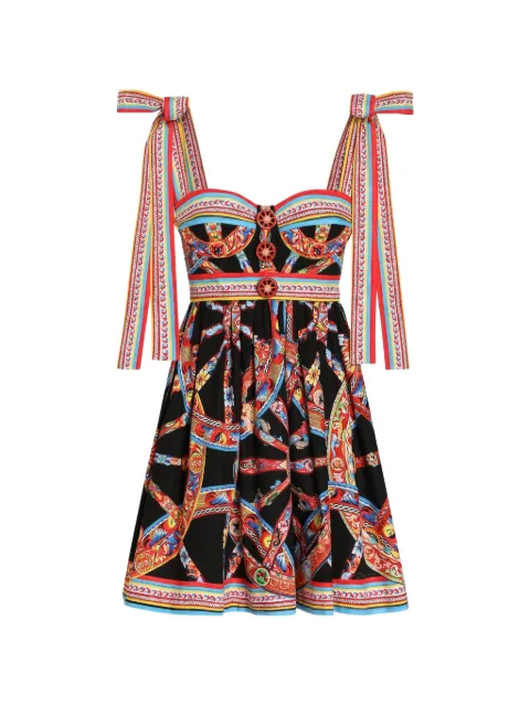 Dolce & Gabbana Carretto-print poplin dress Black F615XTGDDTF