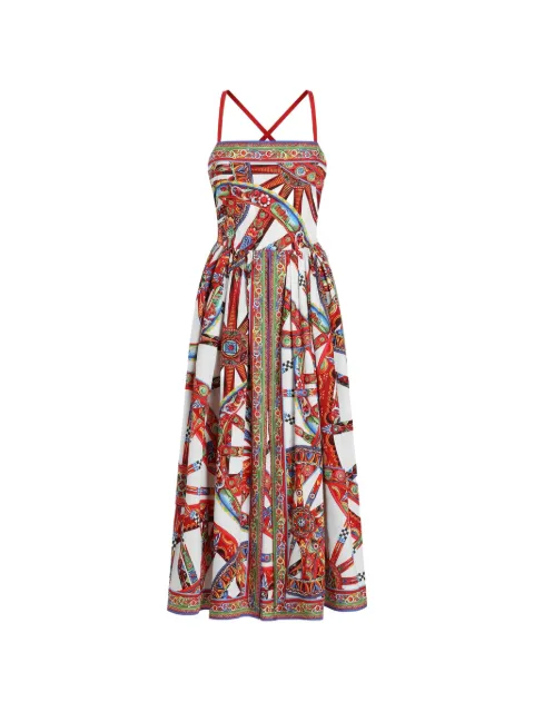 Dolce & Gabbana Carretto-print poplin short dress White F615VTGDDTE