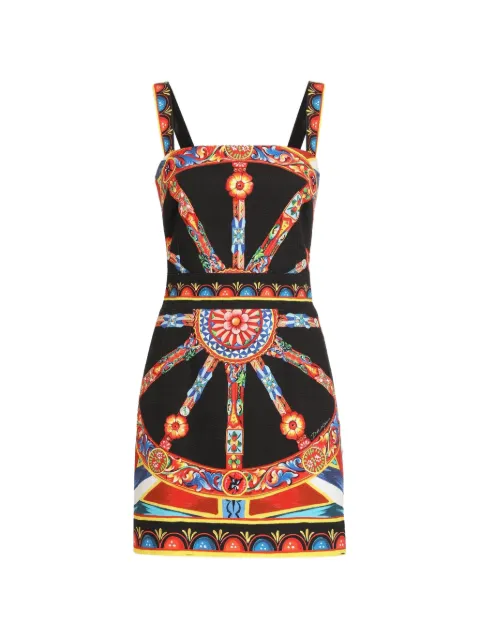 Dolce & Gabbana Carretto-print fabric short dress Black F615UTGDDTD