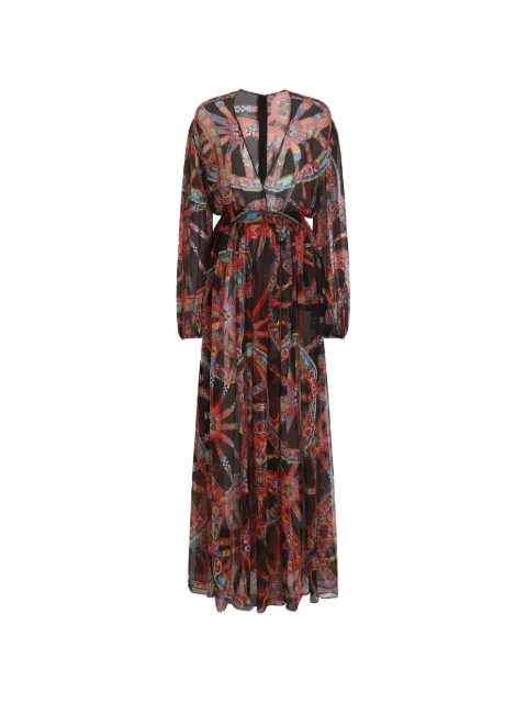Dolce & Gabbana Carretto-print chiffon long dress Black F615QTIS13V