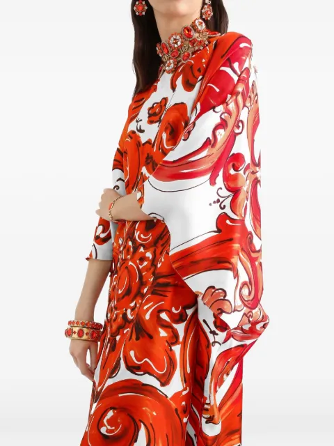 Dolce & Gabbana long tunic dress in majolica-print twill Orange F615FTGDDRE