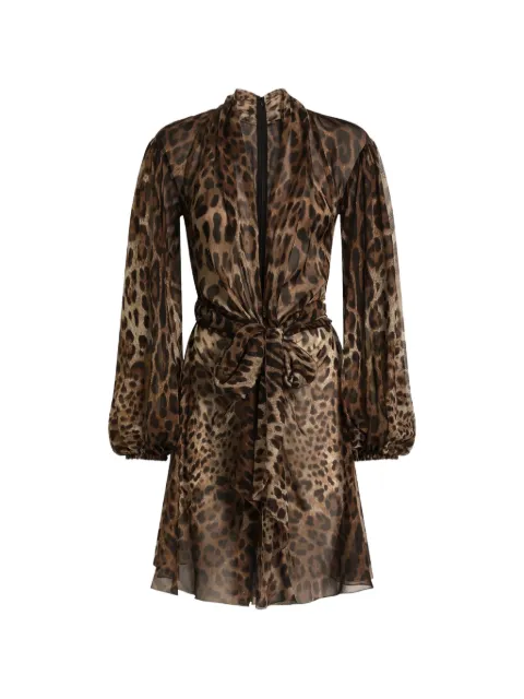 Dolce & Gabbana leo-print chiffon dress Neutrals F612JTFS1AR