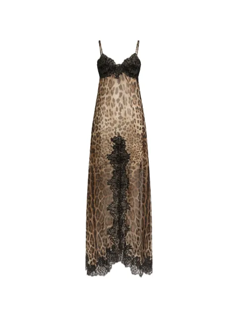 Dolce & Gabbana leo-print chiffon slip dress Neutrals F612HTFS1AR