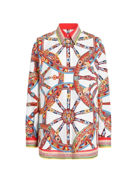 Dolce & Gabbana Carretto-print poplin shirt White F5U55TGDDTE