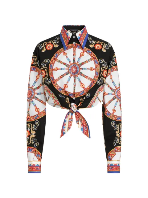 Dolce & Gabbana Carretto-print cotton poplin shirt Black F5T76TGDDTE