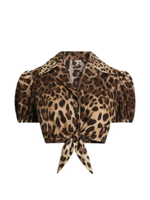 Dolce & Gabbana leo-print poplin shirt Neutrals F5T66THS5E3