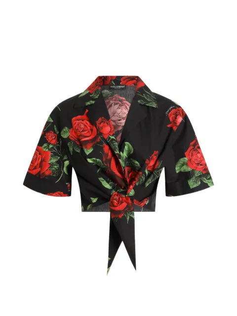 Dolce & Gabbana rose-print poplin shirt Black F5T30THS5VL