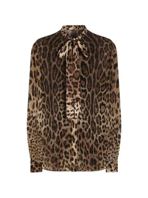Dolce & Gabbana leo-print georgette shirt Neutrals F5T27TIS1DY