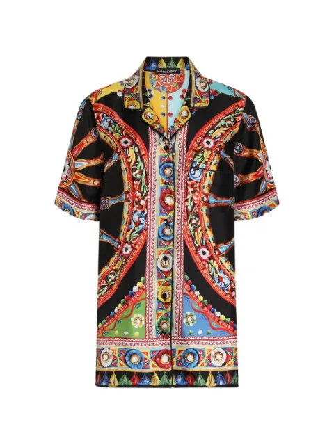 Dolce & Gabbana Carretto-print silk twill vanity shirt Black F5S02TGDDTI