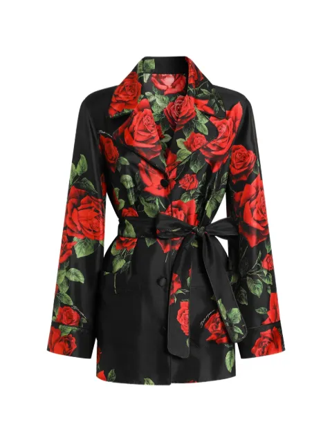 Dolce & Gabbana rose-print vanity twill shirt Black F5Q03TIS137