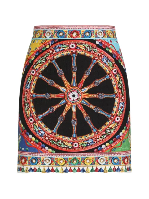 Dolce & Gabbana Carretto-print fabric skirt Black F4DDSTGDDTD