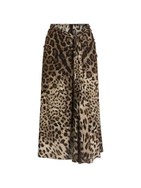 Dolce & Gabbana leo-print viscose jersey skirt Neutrals F4DC0TFS8DM