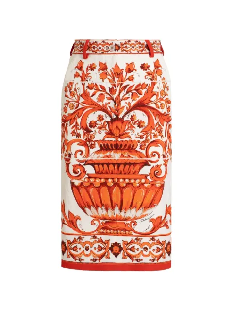 Dolce & Gabbana midi skirt in majolica-print brocade White F4C5KTGDDRF