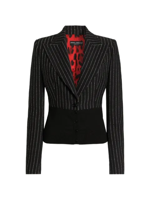 Dolce & Gabbana Turlington single-breasted jacket in pinstripe wool Black F2JBJTFBZAF