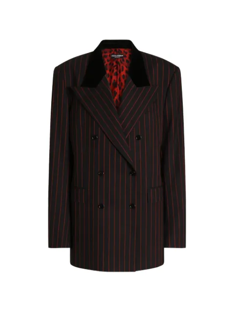 Dolce & Gabbana double-breasted jacket in pinstripe wool Black F2JALTFRBDU
