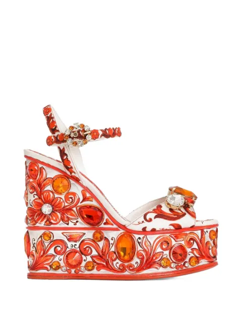 Dolce & Gabbana Majolica-print brocade sandals White CZ0335AB826