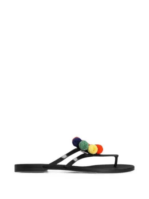 Dolce & Gabbana rubber beachwear slides with pom-poms Black CW2418A3S93