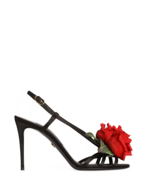 Dolce & Gabbana satin sandals with flower Black CR2029A0620