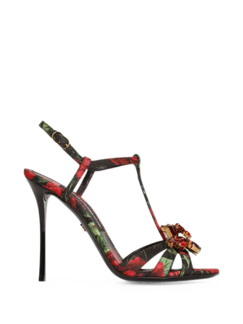 Dolce & Gabbana rose-print brocade sandals Black CR1959A0745