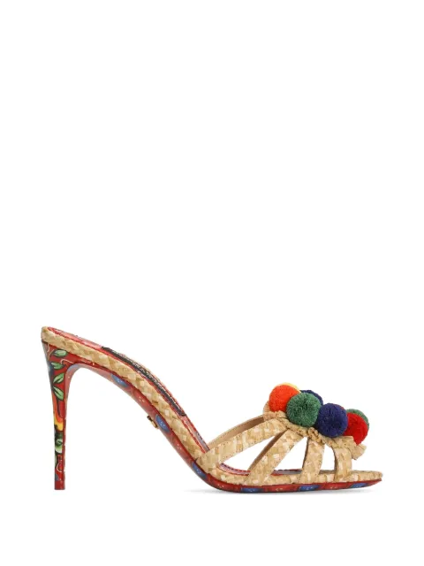Dolce & Gabbana raffia mules with embroidery Neutrals CR1916A0453