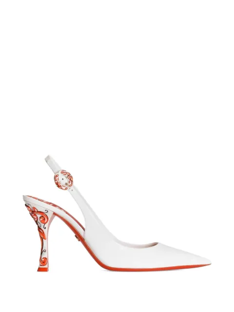 Dolce & Gabbana patent-leather slingback pumps White CG1051A0727