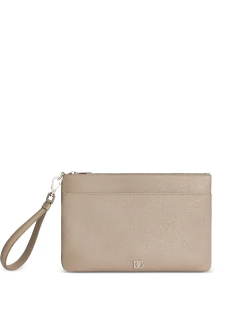 Dolce & Gabbana calfskin toiletry bag with logo Neutrals BP3294A0370