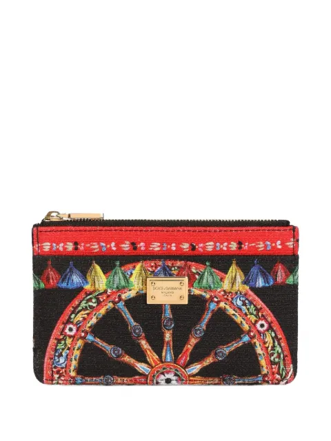 Dolce & Gabbana Carretto-print canvas card holder Black BI1261A0890