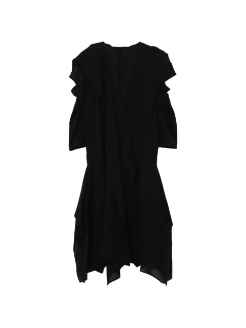 Yohji Yamamoto draped-detail asymmetric-hem coat Black FKC022171