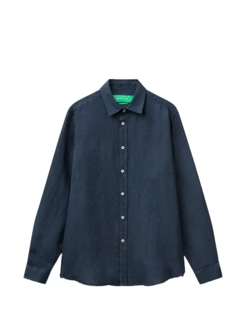 Benetton long-sleeved linen shirt Blue 5BKU5QJG8