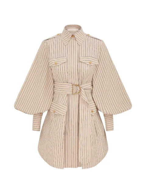 ZIMMERMANN Memento Utility striped belted-waist mini dress Neutrals 5189DF252
