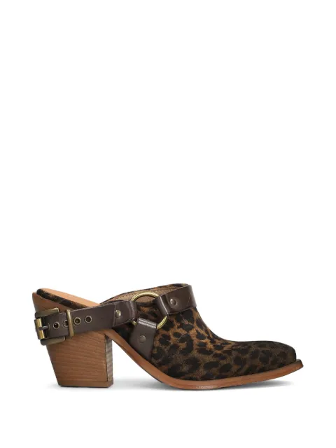 Metisse leopard-print buckled mules Neutrals XD878