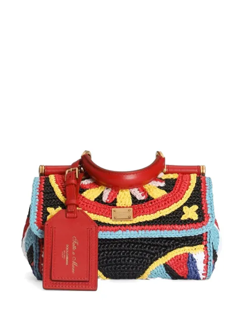 Dolce & Gabbana mini My Sicily handbag in raffia Black BB7864B0425