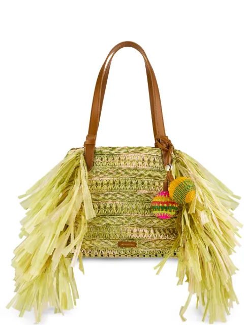 Aquazzura Trancoso fringe-trimmed tote bag Green TRNTOTT0RFVMMD