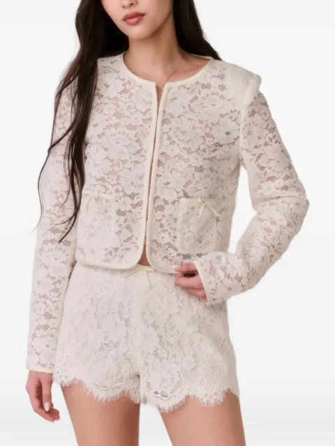 LoveShackFancy bow-detail floral-lace jacket White LJ8943139