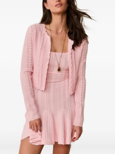 LoveShackFancy pointelle-knit scalloped-edge cardigan Pink K21543143