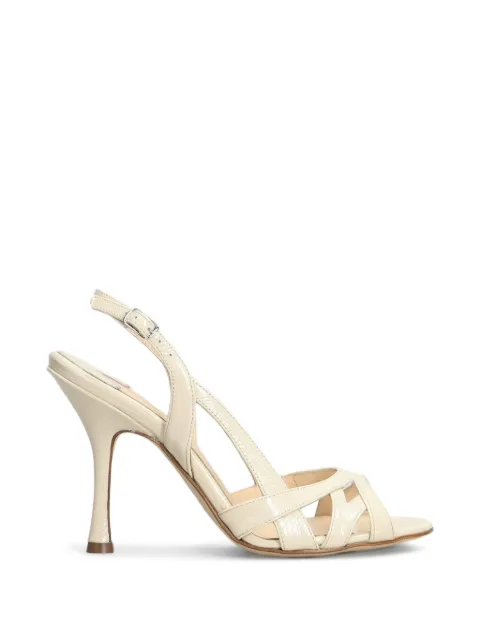 Anna F. patent-finish slingback sandals Neutrals 3881