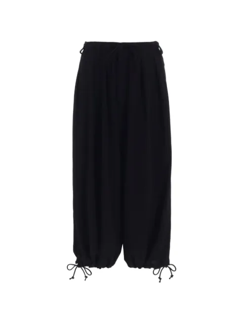 Yohji Yamamoto drawstring-hem pleated trousers Black FKP655001