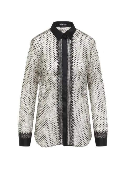TOM FORD lace long-sleeve shirt Neutrals CA3349FAX1768