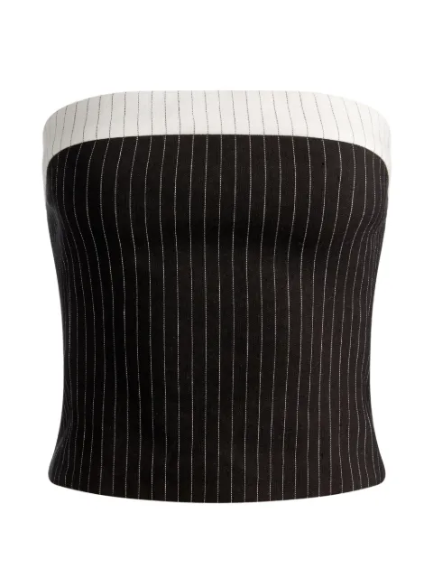 alice + olivia Kelly pinstripe-pattern strapless top Black CL000R43007