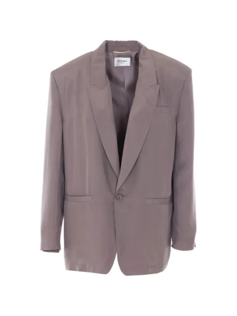 Saint Laurent button-fastening silk jacket Brown 856579Y6J78