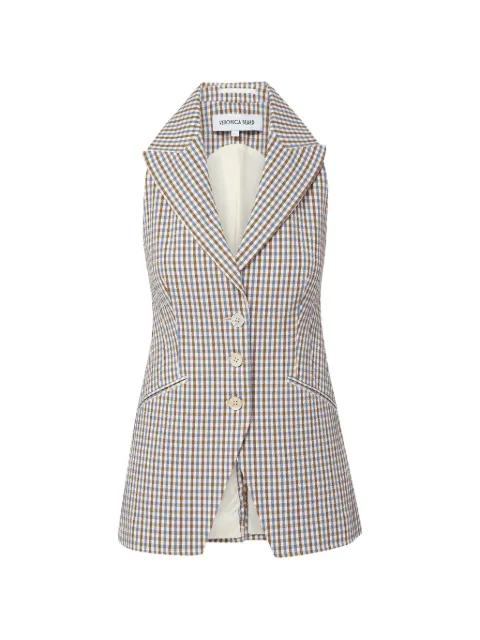 Veronica Beard Costa gingham waistcoat Blue 2604CO196B0234