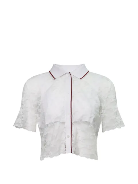 pushBUTTON lace cropped shirt White PB2620214W00214WWH