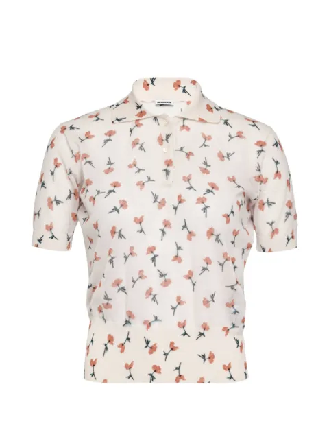 Jil Sander floral-print sheer polo shirt Neutrals J03GL0117J15480683