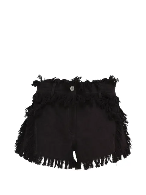 MSGM fringe-trimmed denim shorts Black 4042MDB0326730899