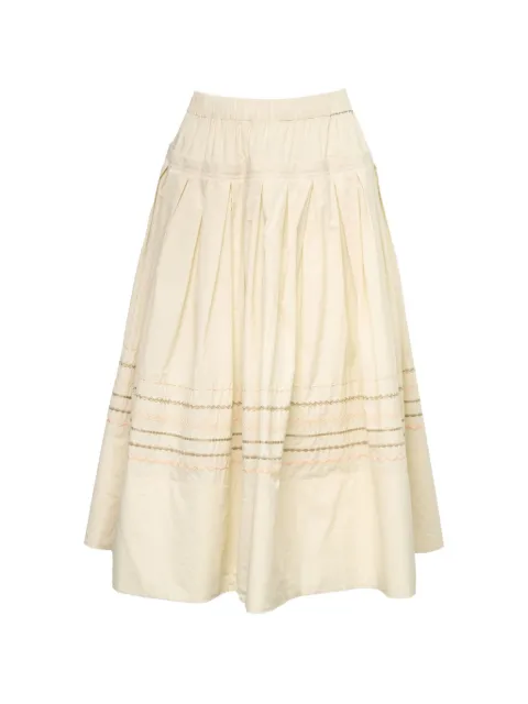 Lee Mathews broderie-anglaise pleated skirt Neutrals M2601SK08800CREAM