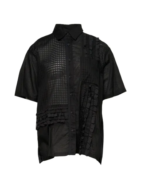 Lee Mathews Victoria ruffled-detail shirt Black M2601TO01000BLACK