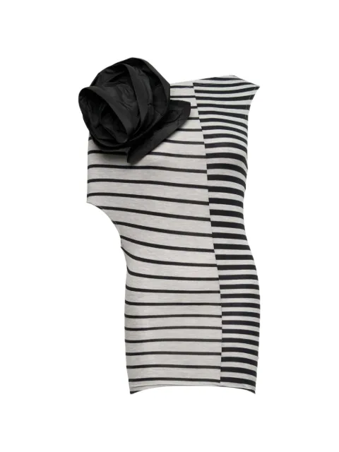 Vaquera striped corsage-detail top Grey VAQ11T039001