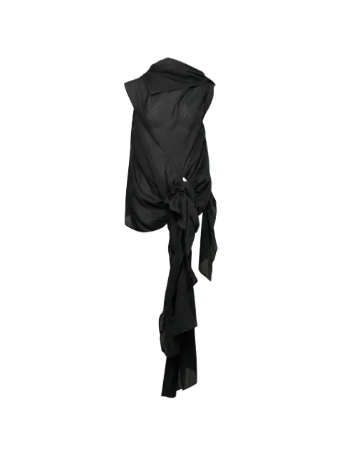 Yohji Yamamoto twisted-detail sleeveless blouse Black FKB03301