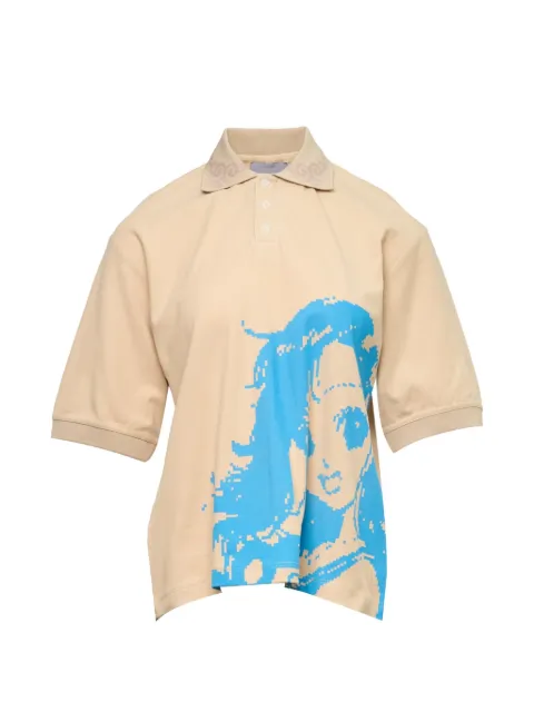 Ashley Williams graphic-print polo shirt Neutrals AWSS260011500BEIGEMANGA