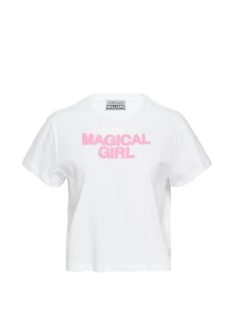 Ashley Williams cropped slogan-print T-shirt White AWSS260010600MAGICALGIRL